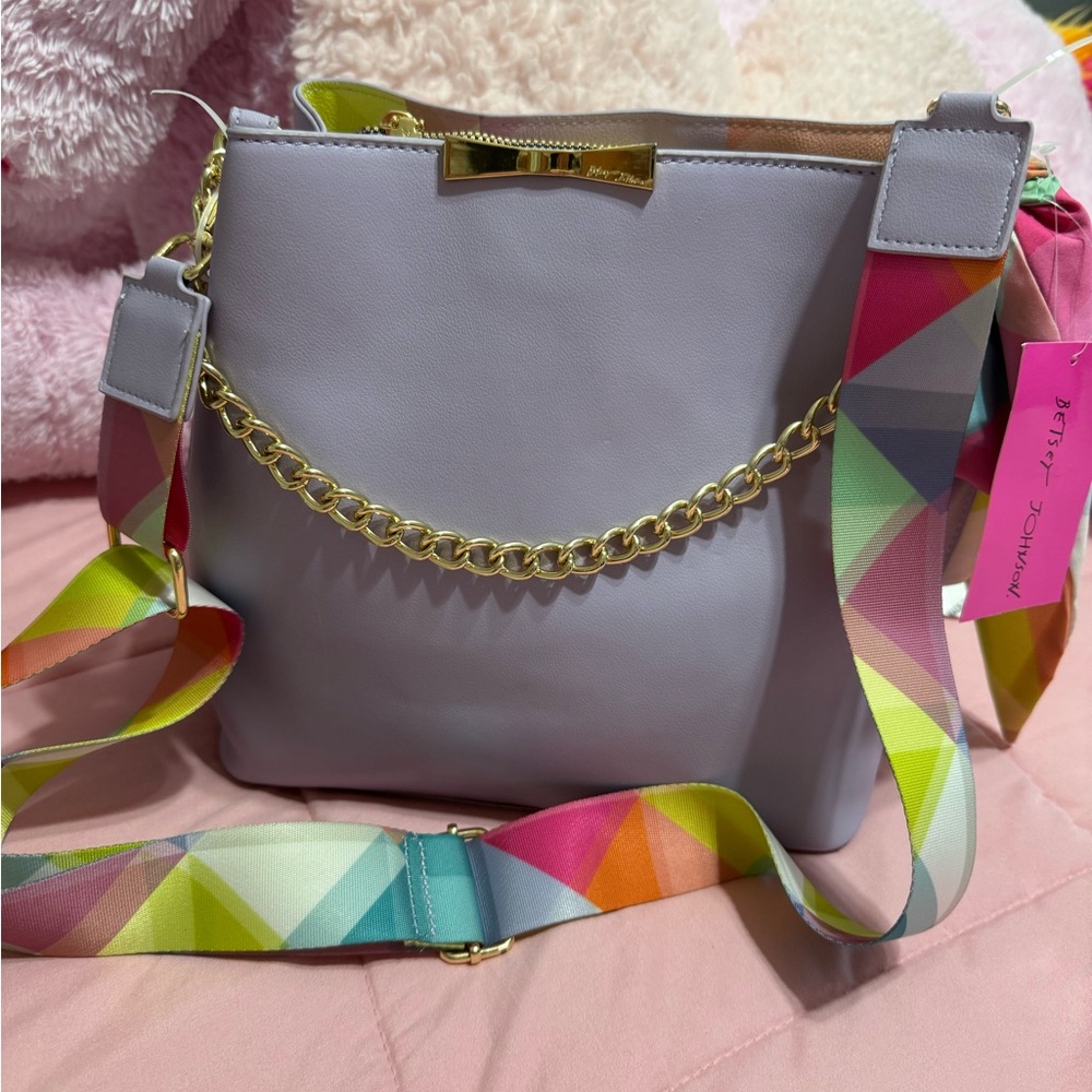 Betsey Johnson Lavender Crossbody Bag with Gold Chain